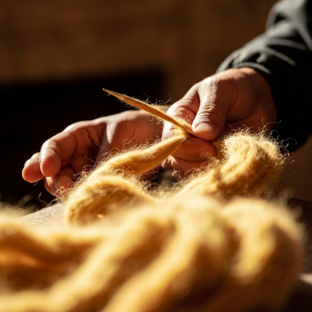Artesanos trabajando fibra de vicuña
